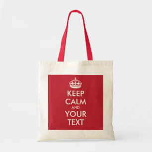 Personalised KEEP CALM and YOUR TEXT - white words Tote Bag