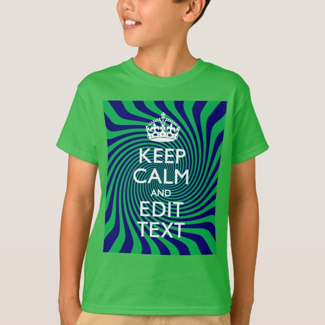 Personalised Keep Calm Blue and Green with a Twist T-Shirt (Front)