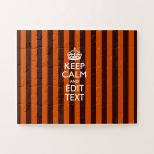 Personalised Keep Calm Burnt Orange Stripes Jigsaw Puzzle