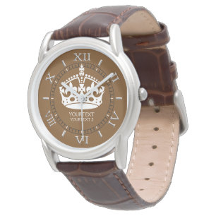 Personalised Keep Calm Crown on Chocolate Brown Watch