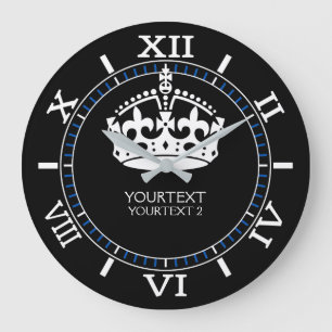 Personalised KEEP CALM Crown Text Black Dial on a Large Clock