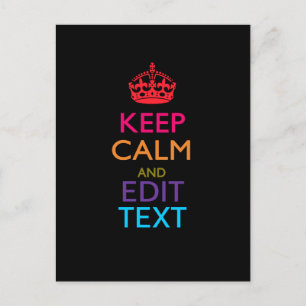 Personalised KEEP CALM Have Your Text Multicolored Postcard