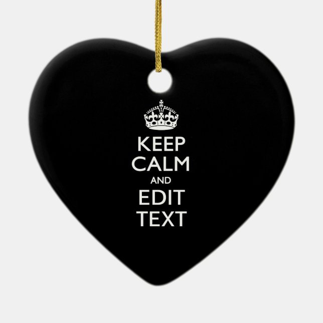 Personalised KEEP CALM Have Your Text on Black Ceramic Ornament (Back)