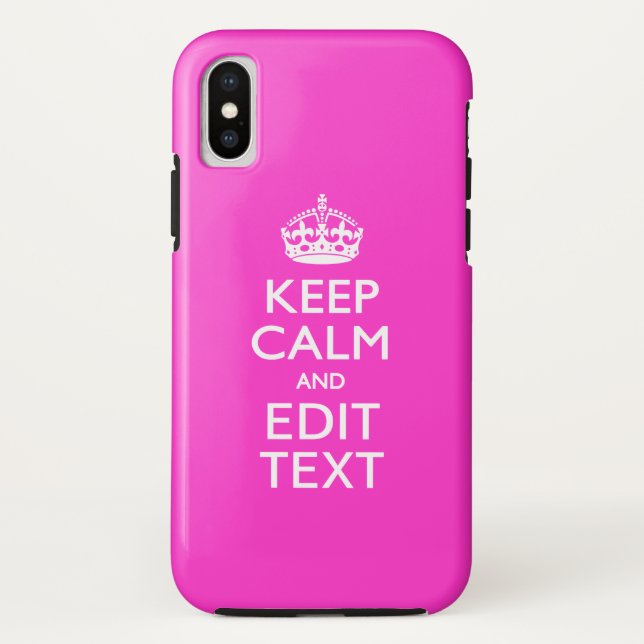 Personalised Keep Calm Have Your Text on Hot Pink Case-Mate iPhone Case (Back)