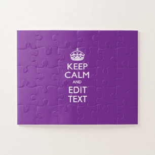 Personalised Keep Calm on Purple Decor Jigsaw Puzzle