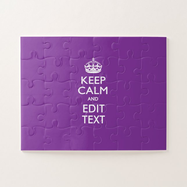 Personalised Keep Calm on Purple Decor Jigsaw Puzzle (Horizontal)