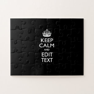 Personalised Keep Calm on Solid Black Decor Jigsaw Puzzle