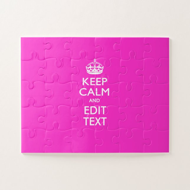 Personalised Keep Calm Princess Pink Decor Jigsaw Puzzle (Horizontal)