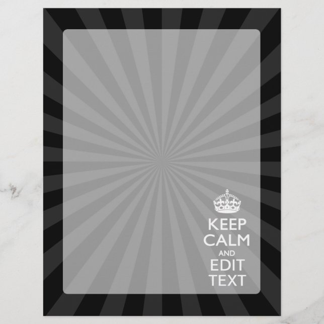 Personalised KEEP CALM Your Text Black Sunburst (Front)