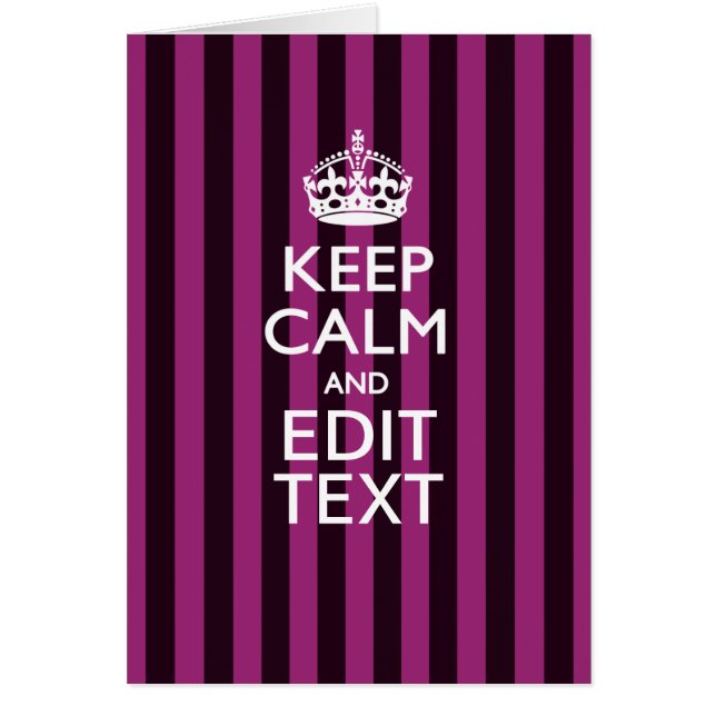 Personalised KEEP CALM Your Text Fuchsia Stripes (Front)
