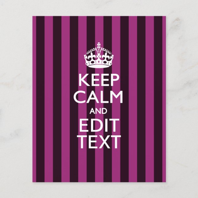 Personalised KEEP CALM Your Text Fuchsia Stripes Flyer (Front)