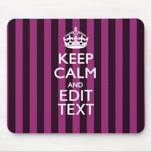 Personalised KEEP CALM Your Text Fuchsia Stripes Mouse Pad