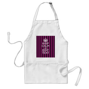 Personalised KEEP CALM Your Text Fuchsia Stripes Standard Apron