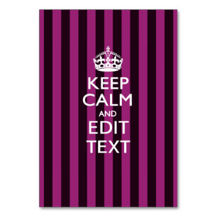 Personalised KEEP CALM Your Text Fuchsia Stripes Table Number
