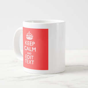 Personalised KEEP CALM Your Text in Coral Large Coffee Mug