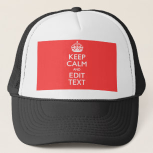 Personalised KEEP CALM Your Text in Coral Trucker Hat
