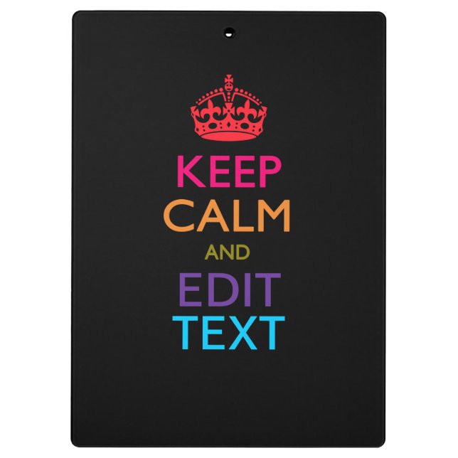 Personalised KEEP CALM Your Text Multicolored Clipboard (Back)