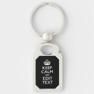 Personalised KEEP CALM Your Text on Black Key Ring