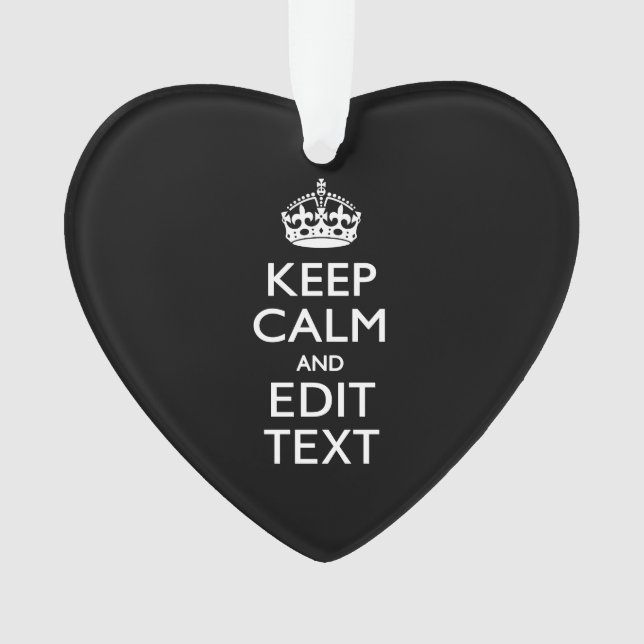 Personalised KEEP CALM Your Text on Black Ornament (Front)