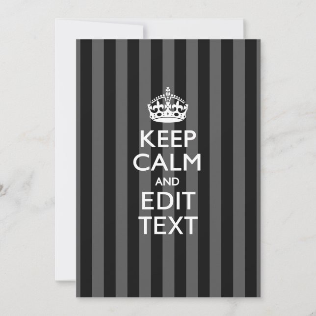 Personalised KEEP CALM Your Text on Black Stripes (Front)