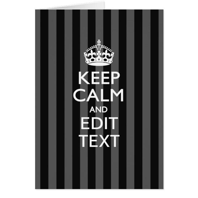 Personalised KEEP CALM Your Text on Black Stripes (Front)