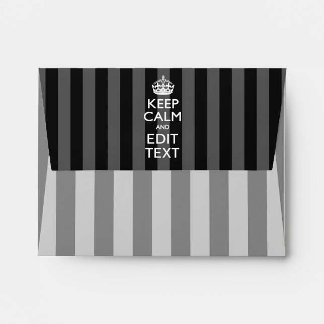Personalised KEEP CALM Your Text on Black Stripes Envelope (Back (Top Flap))