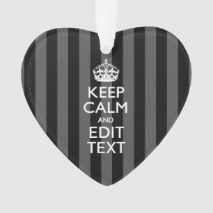Personalised KEEP CALM Your Text on Black Stripes Ornament
