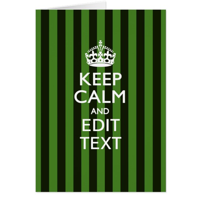 Personalised KEEP CALM Your Text on Green Stripes (Front)