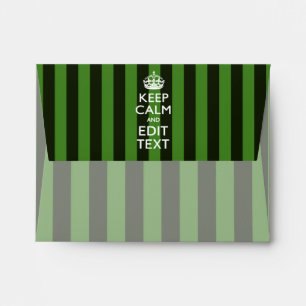 Personalised KEEP CALM Your Text on Green Stripes Envelopes
