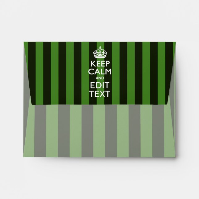 Personalised KEEP CALM Your Text on Green Stripes Envelopes (Back (Top Flap))