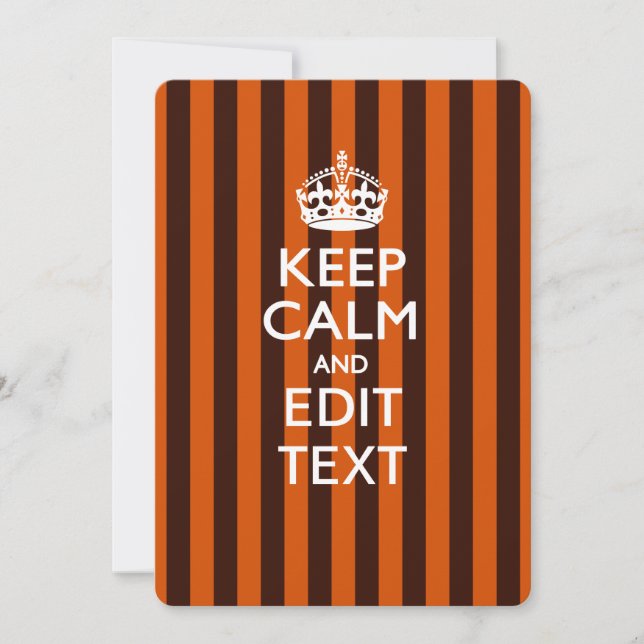 Personalised KEEP CALM Your Text on Orange Stripes (Front)