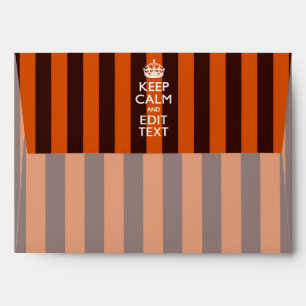 Personalised KEEP CALM Your Text on Orange Stripes Envelopes