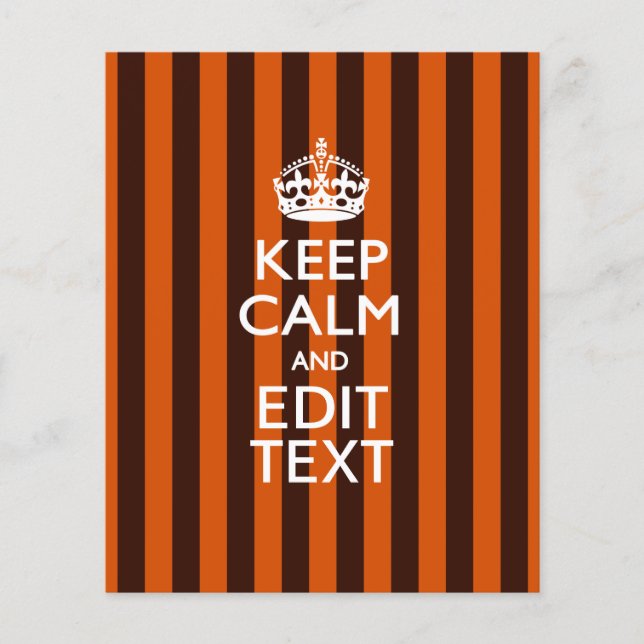 Personalised KEEP CALM Your Text on Orange Stripes Flyer (Front)