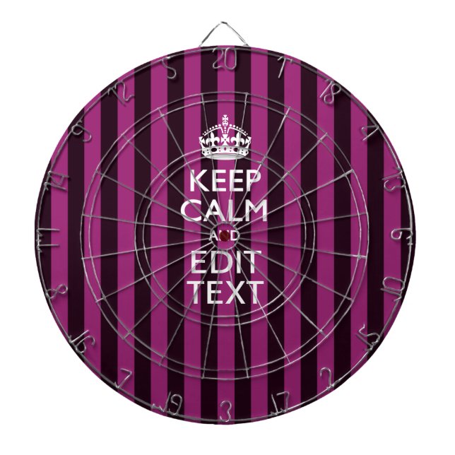 Personalised KEEP CALM Your Text on Pink Fuchsia Dartboard (Front)