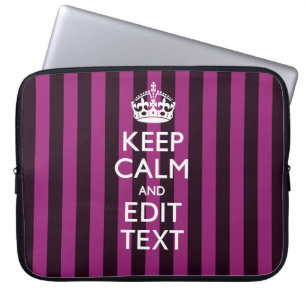 Personalised KEEP CALM Your Text on Pink Fuchsia Laptop Sleeve