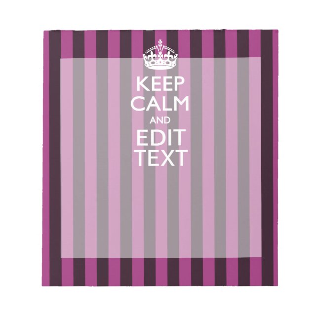 Personalised KEEP CALM Your Text on Pink Fuchsia Notepad (Front)