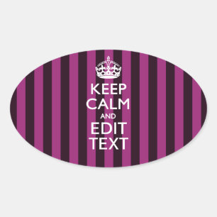 Personalised KEEP CALM Your Text on Pink Fuchsia Oval Sticker