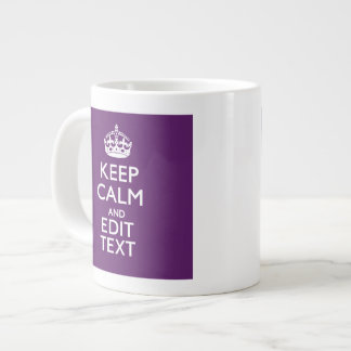Personalised KEEP CALM Your Text on Purple Decor Large Coffee Mug
