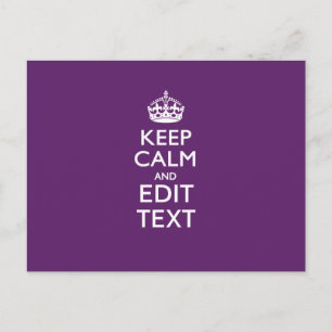 Personalised KEEP CALM Your Text on Purple Decor Postcard