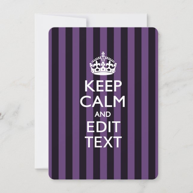 Personalised KEEP CALM Your Text on Purple Stripes (Front)