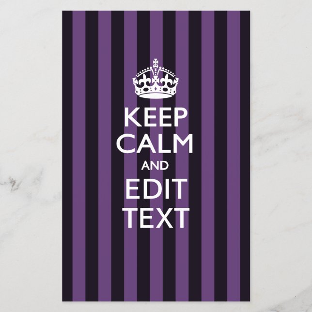 Personalised KEEP CALM Your Text on Purple Stripes Flyer (Front)