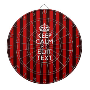 Personalised Keep Calm Your Text on Red Stripes Dartboard