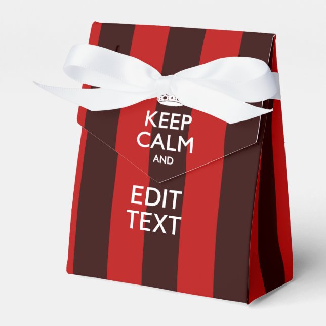 Personalised Keep Calm Your Text on Red Stripes Favour Box (Front Side)