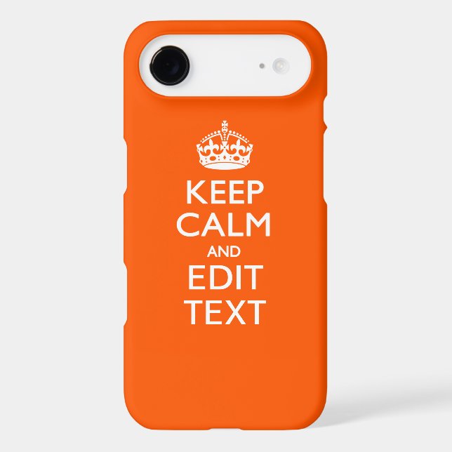 Personalised KEEP CALM Your Text Orange Accent Case-Mate iPhone Case (Back)