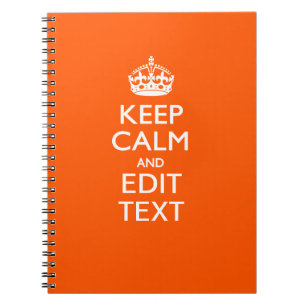 Personalised KEEP CALM Your Text Orange Accent Notebook