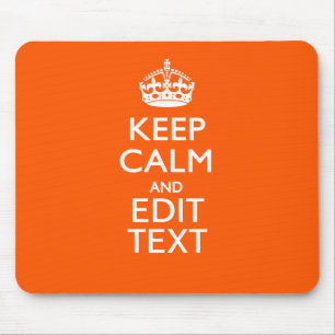 Personalised KEEP CALM Your Text Orange Decor Mouse Pad