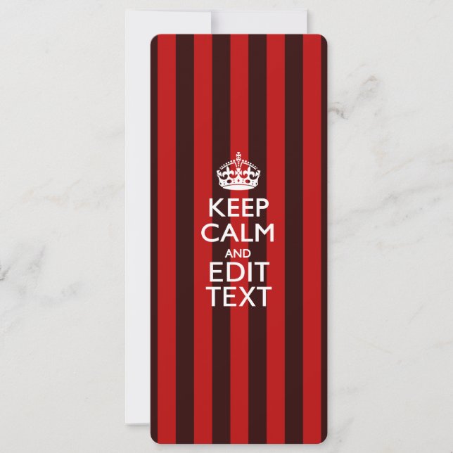 Personalised Keep Calm Your Text Red Stripes Decor (Front)