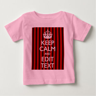 Personalised Keep Calm Your Text Red Stripes Decor Baby T-Shirt