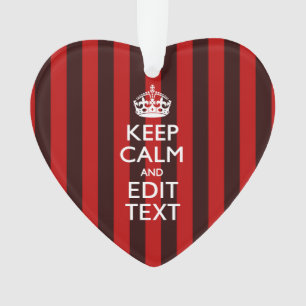 Personalised Keep Calm Your Text Red Stripes Decor Ornament