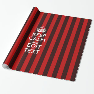 Personalised Keep Calm Your Text Red Stripes Decor Wrapping Paper